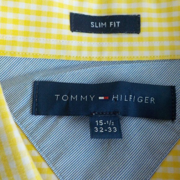 Tommy Hilfiger Yellow Check Long Sleeve Button Down - Slim 15 1/2 32-33 - (411) - Picture 1 of 8